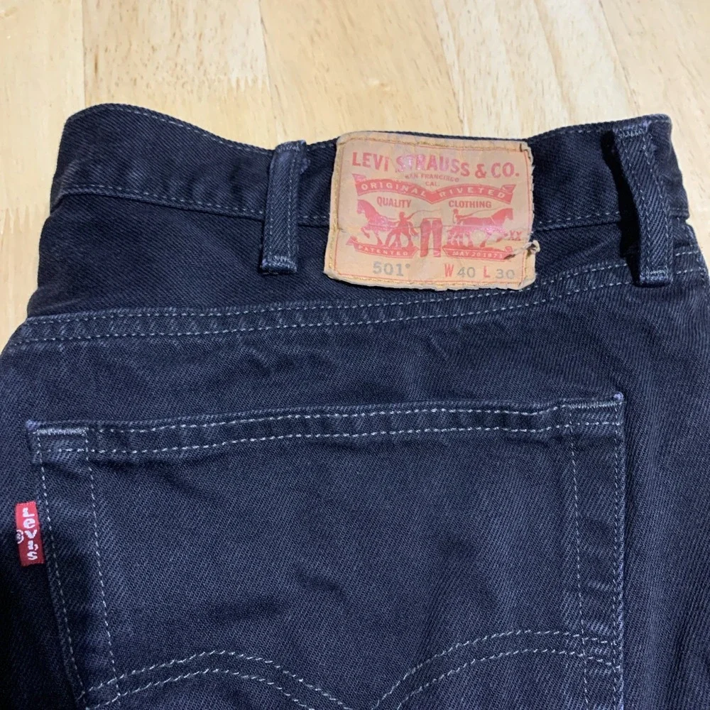 Vtg‎ 90s Levis 501 Jeans Mens Tag 40x30 Black Denim Button Fly